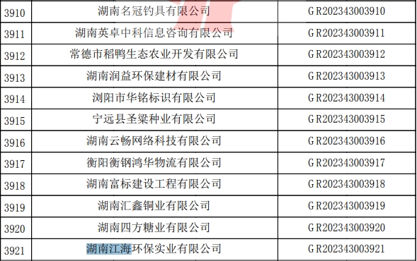 2023年湖南江海，“高新技術(shù)企業(yè)”復(fù)審順利通過！